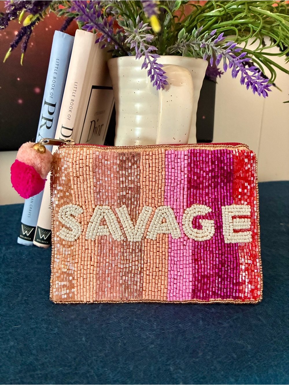 Beaded 'SAVAGE' Pouch